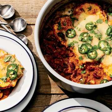 Beef Chili and Cornbread Casserole