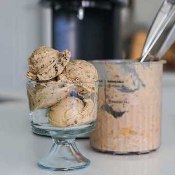 Vegan Caramelized Pear Ice Cream with Chocolate Chunks