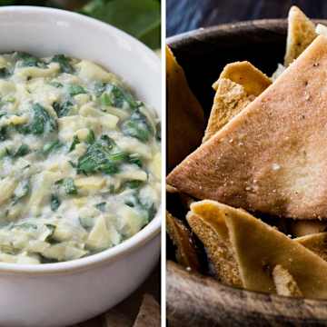 Spinach and Artichoke Dip with Homemade Pita Chips