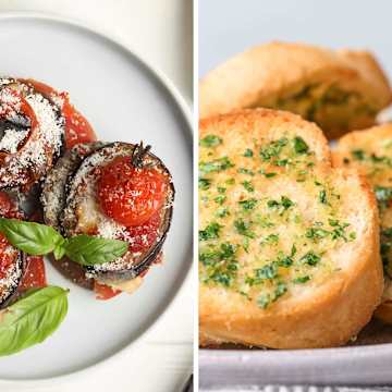 Eggplant Parmesan with Garlic Bread