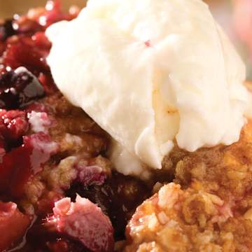 Hot Peach & Blackberry Cobbler