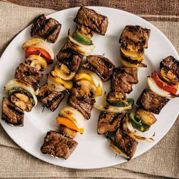 Kebabs de buf et de lgumes