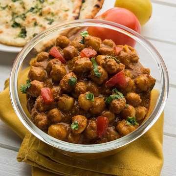 Chana masala avec bandes de naan