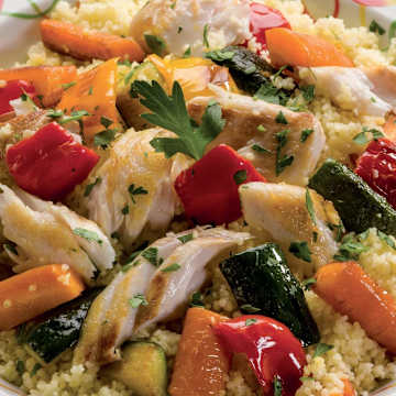 Greek Cod with Couscous & Veggies