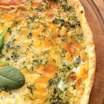 Spinach and Cheddar Quiche with Home Fries