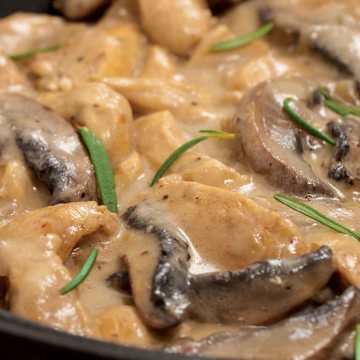 Chicken Thighs with Creamy Mushrooms and Rice Pilaf