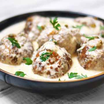 German Meatballs in a White Cream Sauce with Capers