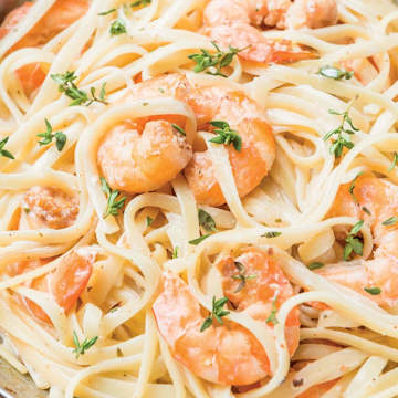 Shrimp Scampi with Linguini and Asparagus