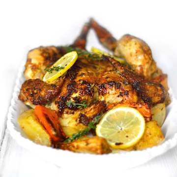 Mustard-rubbed Half Chicken with Roasted Vegetables