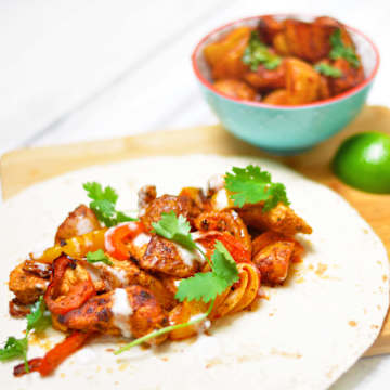 Chicken Fajitas with Spicy Potatoes