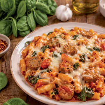 Chicken Sausage & Spinach Baked Ziti