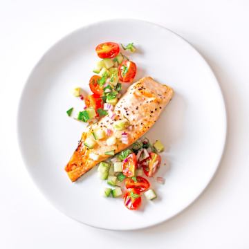 Salmon Fillets with Fresh Tomato & Cucumber Salsa