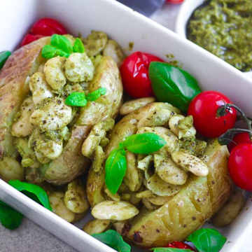 Butterbean Pesto Stuffed Potatoes