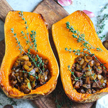 Mushroom & Chestnut Stuffed Squash
