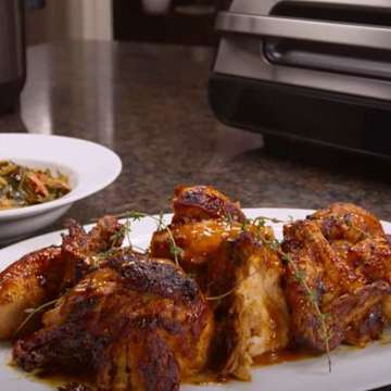 Cider Glazed Chicken with Braised Collard Greens