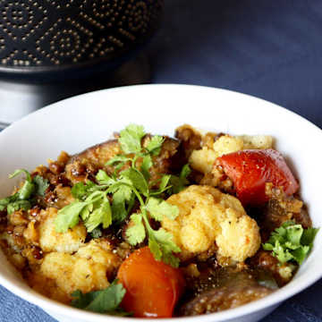 Curry Lentils with Aubergine & Cauliflower