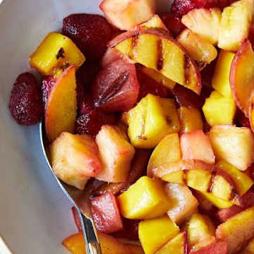 Grilled Fruit Salad with Honey Lime Glaze