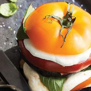 Grilled Eggplant, Tomato, and Mozzarella Stacks
