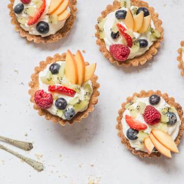 Almond Tartlets Served with Cream & Fresh Fruit