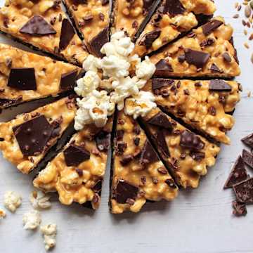 Peanut Butter Popcorn Brownie Slice