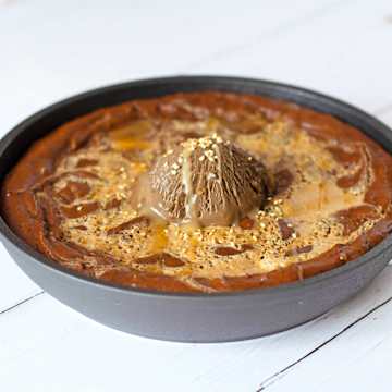 Cardamom Tahini Swirl Skillet Brownies