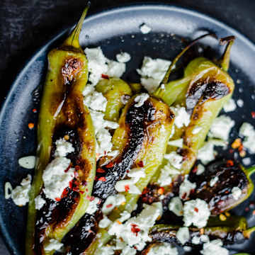 Blistered Turkish Peppers with Feta