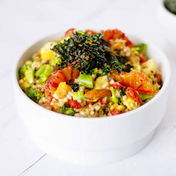 Citrus Superfood Salad with Spicy Crispy Kale
