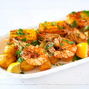Cajun Prawns with Potato & Corn