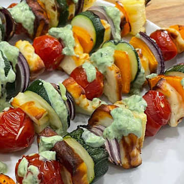 Halloumi, Courgette & Pineapple Skewers
