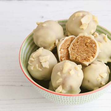 White Chocolate Coated Peanut & Oat Bites