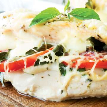 Caprese Chicken Breast with Pesto Orzo