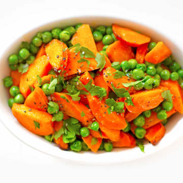 Roasted Carrots & Peas