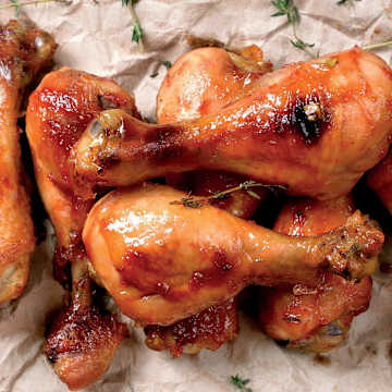 Buffalo Drumsticks with Bleu Cheese Orzo, Carrots, & Parsnips