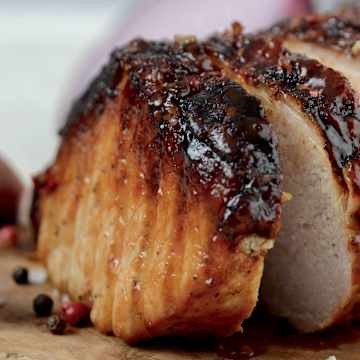 Chipotle Pork Loin with Crispy Rice & Roasted Vegetable Salsa