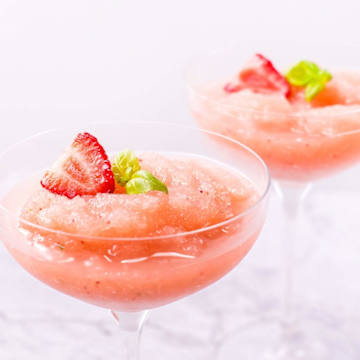 Wine Slushie with Strawberries & Basil