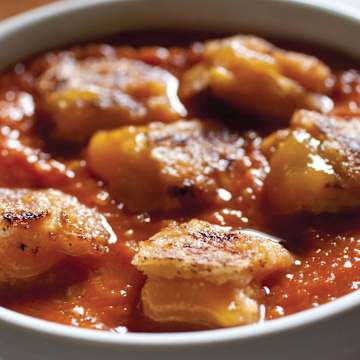 Creamy Tomato Soup with Grilled Cheese Croutons