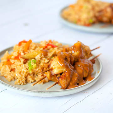 Chicken Satay & Vegetable Rice