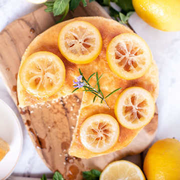 Light Lemon Sponge with Lemon Rosemary Syrup