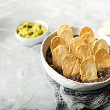 Tombstone Nachos with a Black Bean Graveyard Dip