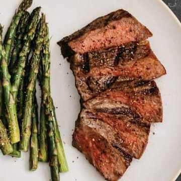 NY Strip Steaks with Grilled Asparagus