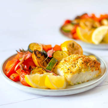 Cod Fillet in a Crust & Roasted Vegetables