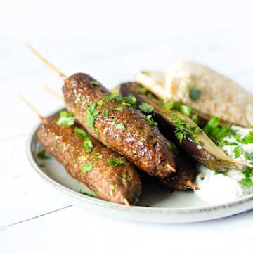 Lamb Kofta & Aubergine Wedges