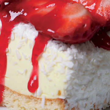 Vanilla Coconut Cake with Strawberry Compote