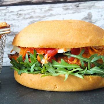 Paprika Chicken Burger with Salt & Pepper Wedges