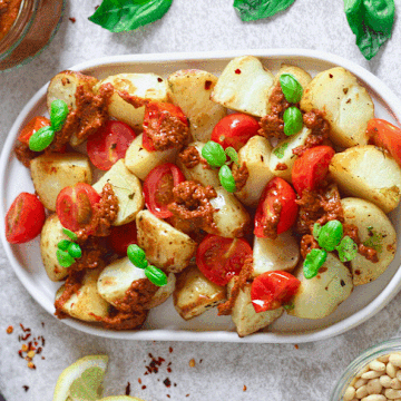 Roasted Baby Potatoes with Sun-dried Tomato Pesto