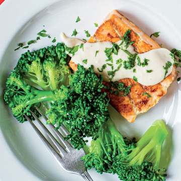 Glazed Grilled Salmon and Broccoli