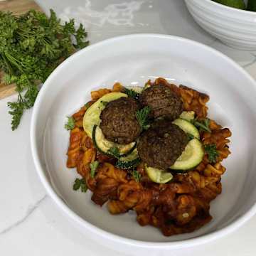 Plant-Based Chickpea Pasta & Meatballs