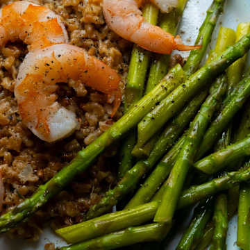 Farro with Shrimp and Asparagus