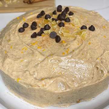 Pumpkin Chocolate Chip Cake with Cinnamon Ginger Cream Cheese Frosting