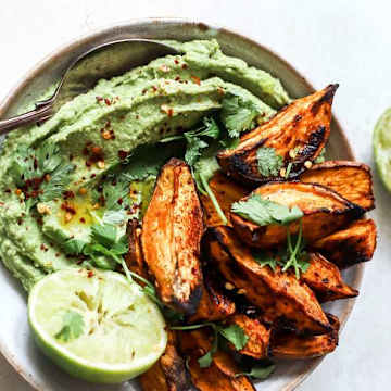 Guacamole Hummus with Fajita Spiced Wedges